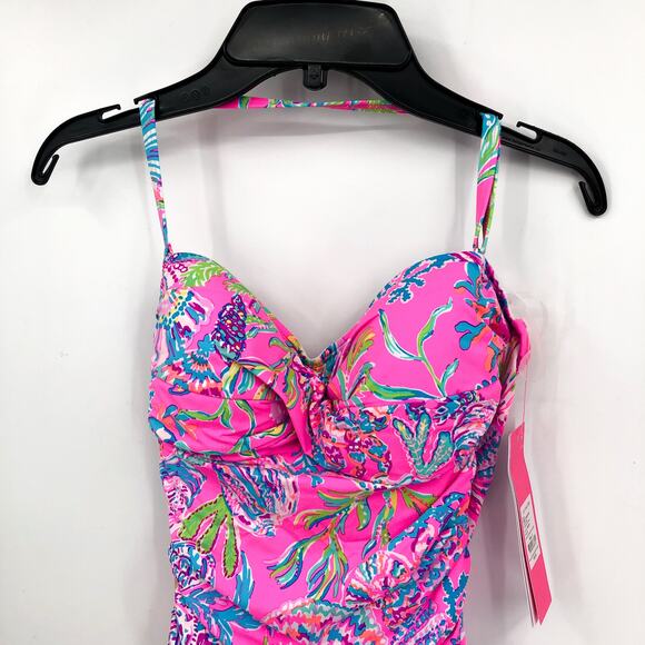 LILLY PULITZER Flamenco 1-Piece Swimsuit Size 2 Pink Shell Me Something Good NWT - Picture 4 of 12